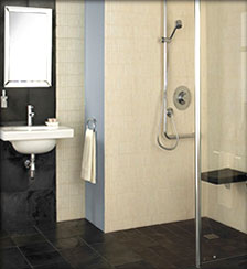 Image of accessible shower area for seniors and disabled