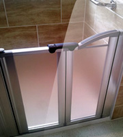 Image of shower safety gate in elderly accessible bathroom